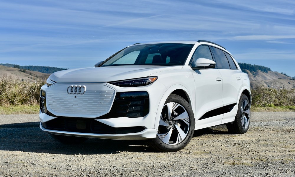 2025 Audi Q6 e-tron front quarter view.