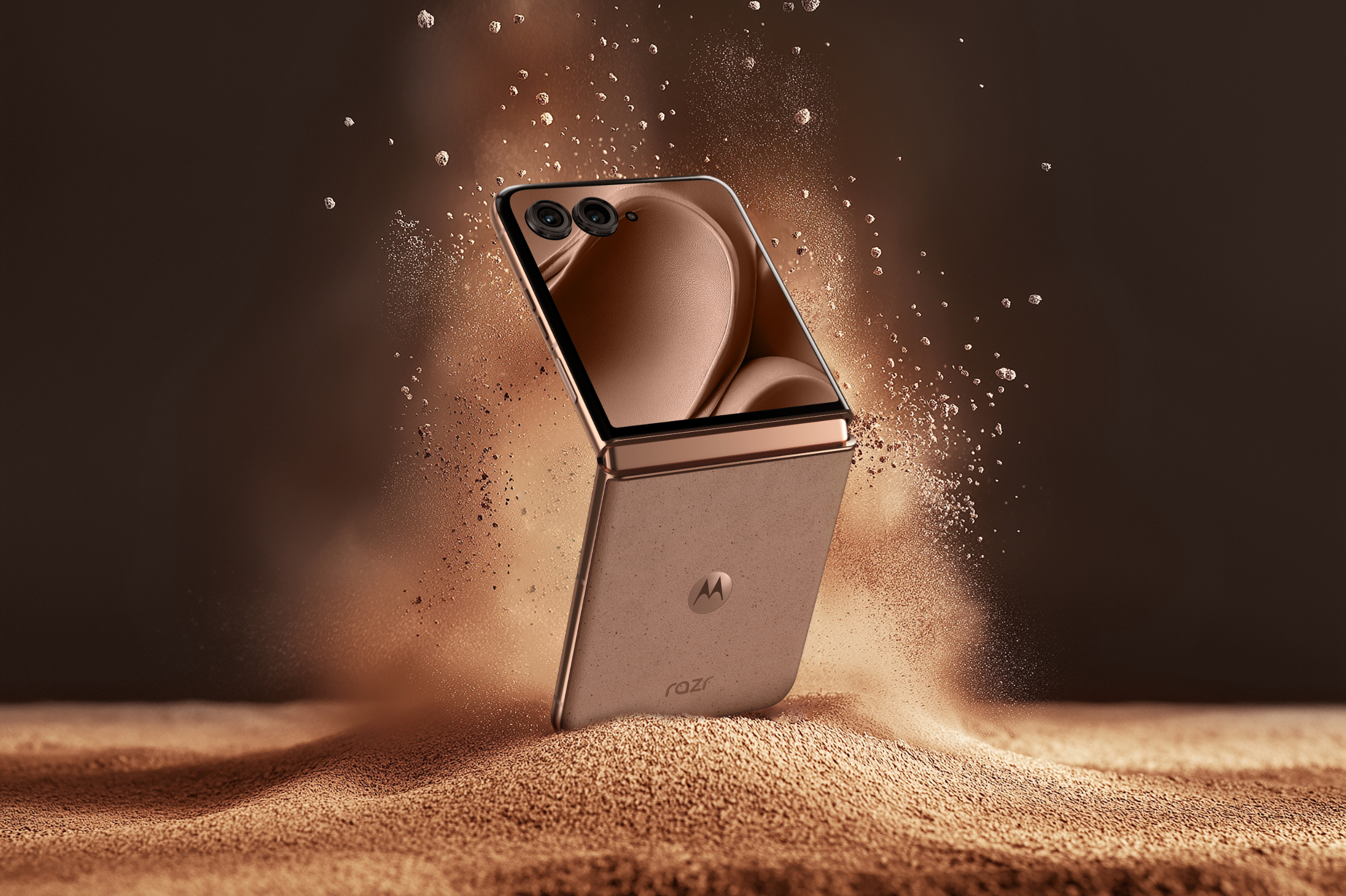 The Motorola Razr Plus 2024 in Mocha Mousse.