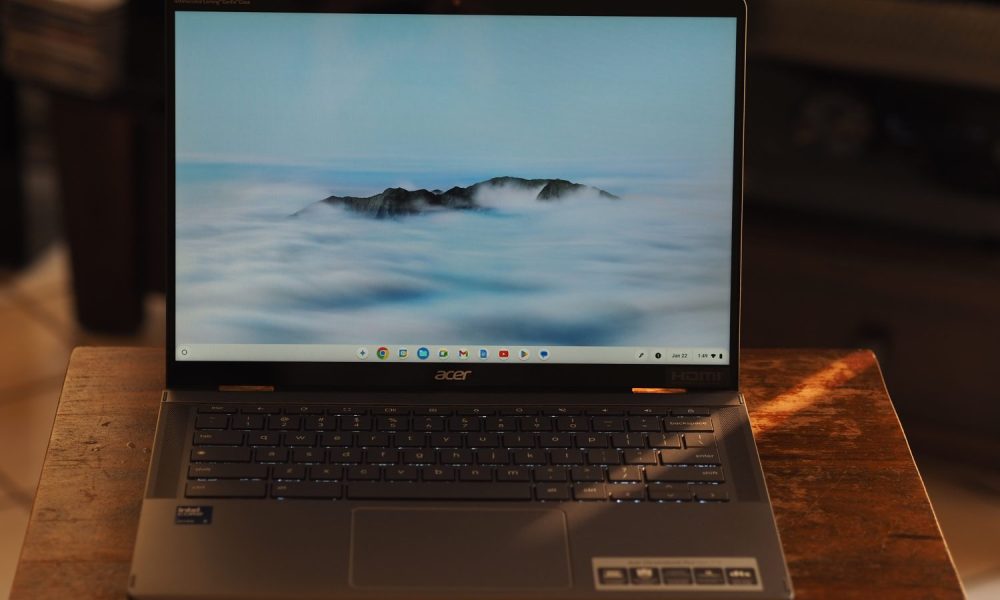 Acer Chromebook Plus Spin 714 front view showing display and keyboard.