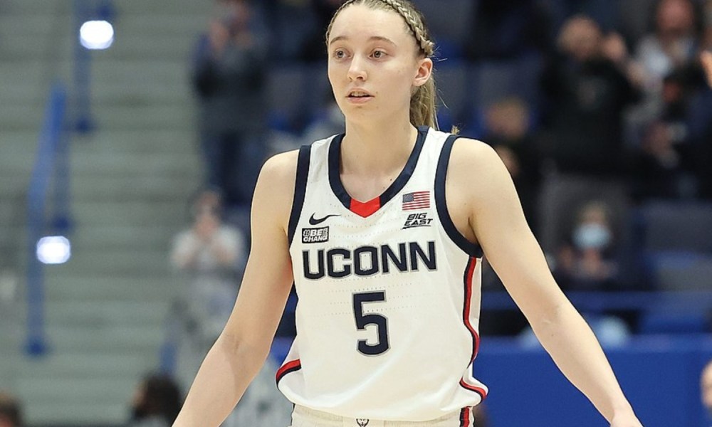 Paige Bueckers stands on the court at UConn.